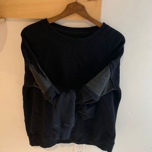 Rag & Bone black crew neck -faux leather sleeves